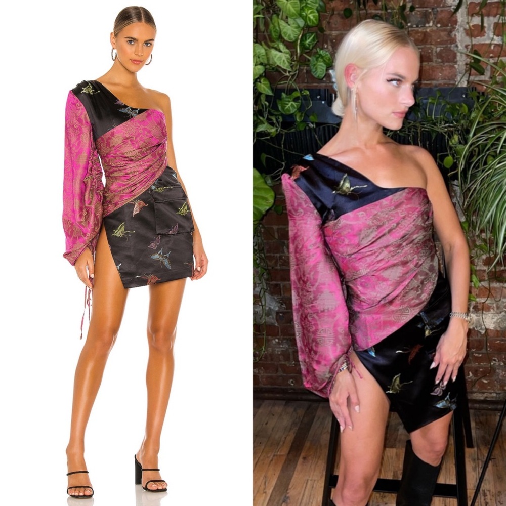 Kim Shui One Shoulder Balloon mini Dress in Black size medium